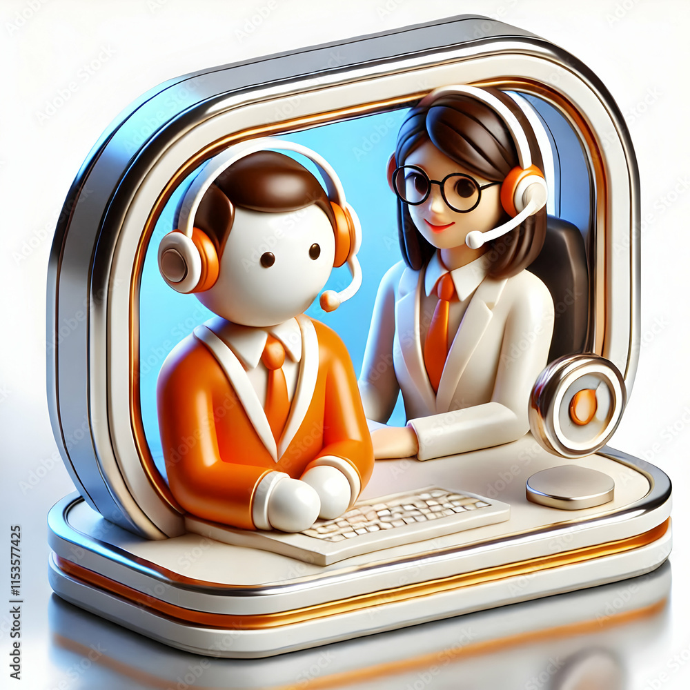 Poster 3d customer service representative assisting client via video call concept as a customer service rep