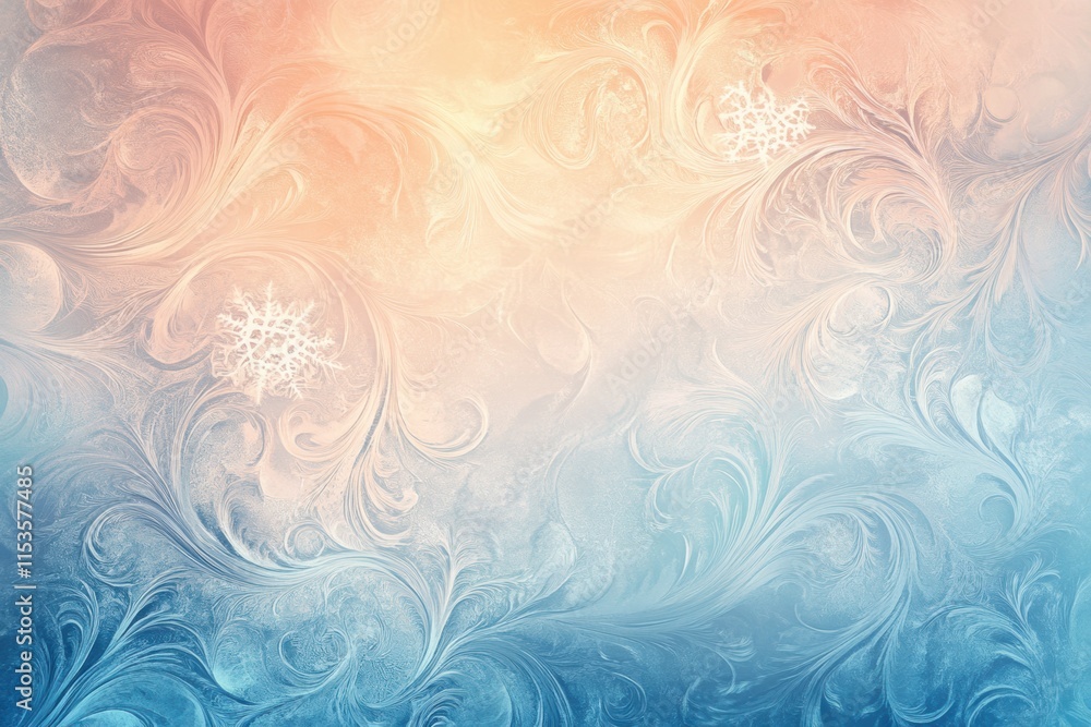 Aufkleber Frost patterns on glass with delicate swirls and winter hues in a cold season. Generative AI