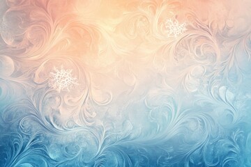 Frost patterns on glass with delicate swirls and winter hues in a cold season. Generative AI