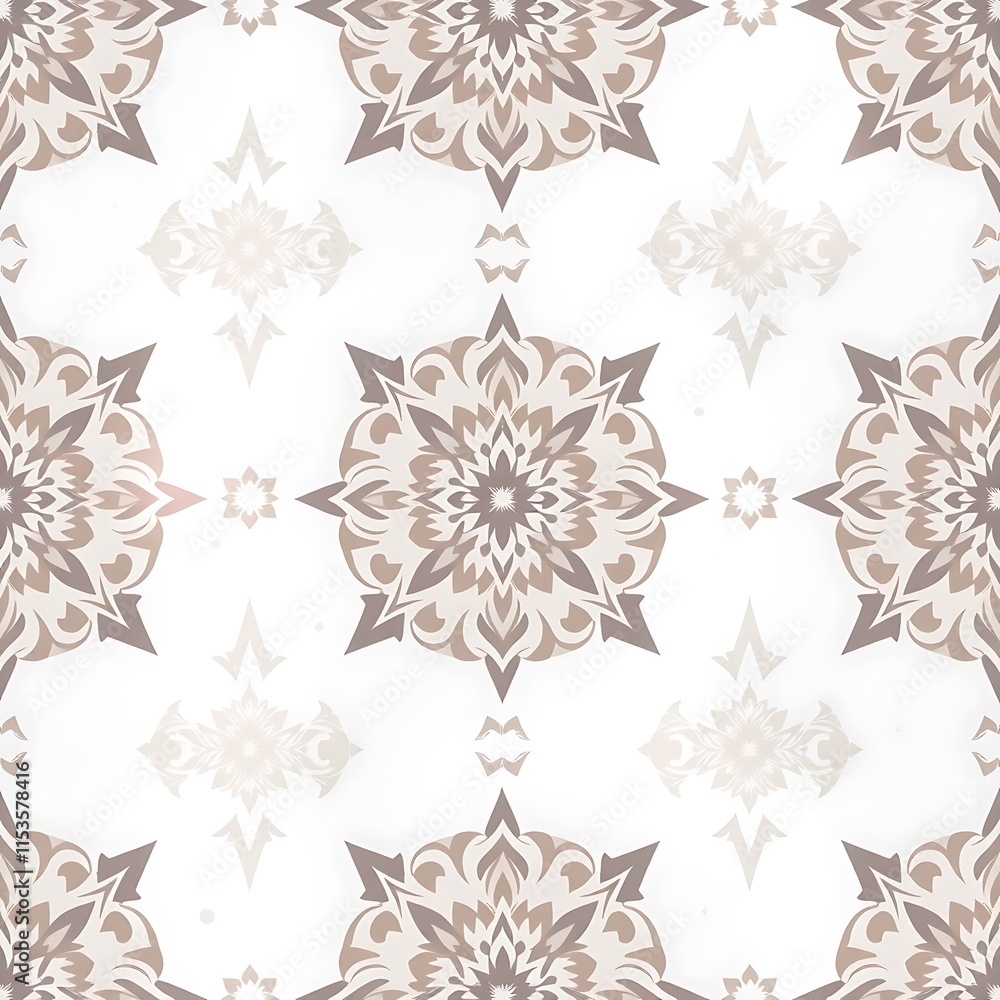 Poster elegant beige mandala pattern: a delicate and sophisticated seamless pattern featuring intricate bei
