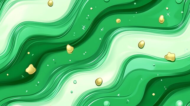 Abstract geometric waves in green and white, flowing alongside golden streaks, soft gradients and glowing edges enhancing depth and energy, smooth yet bold design. --ar 16:9 --sref https://s.mj.