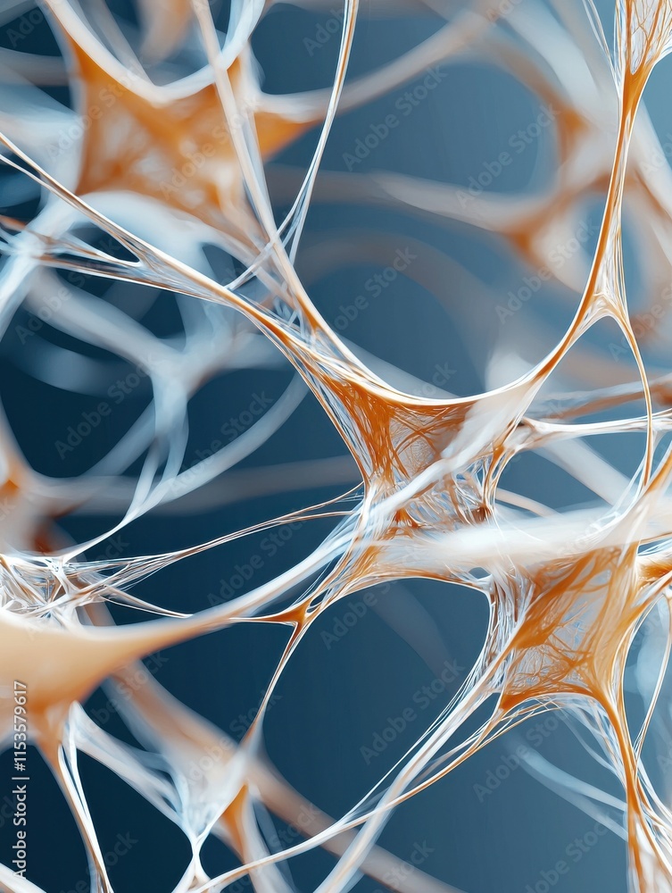 Poster a close-up view of intricate neural networks, showcasing the delicate structure of neurons and their