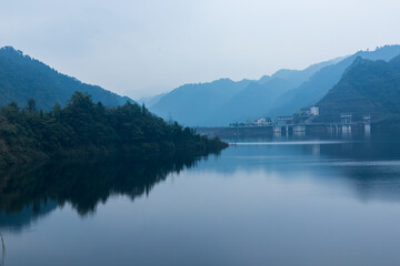 Nature mountain forest lake view