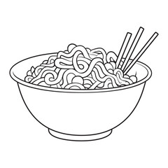 Noodles bowl coloring page, book, outline vector illustration