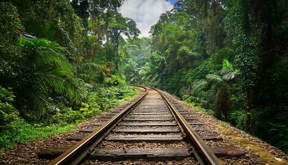 Fototapeta premium rieles del tren en la selva