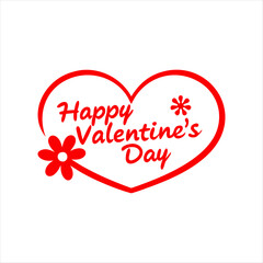Happy Valentines day text Lettering heart shape with flower