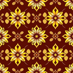 Golden Floral Tapestry: A rich, luxurious seamless pattern featuring opulent gold floral motifs on a deep maroon background. Perfect for textile design, wallpapers, and elegant branding. 