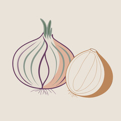 a digital illustration of two red onions