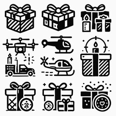 Gift icon icon set flat illustration vector