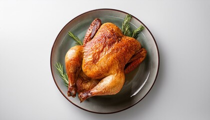 prato com frango assado isolado em fundoe