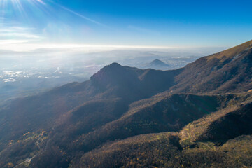 Beautiful view of a mountain peak at sunset. Landscape and nature of the North Caucasus