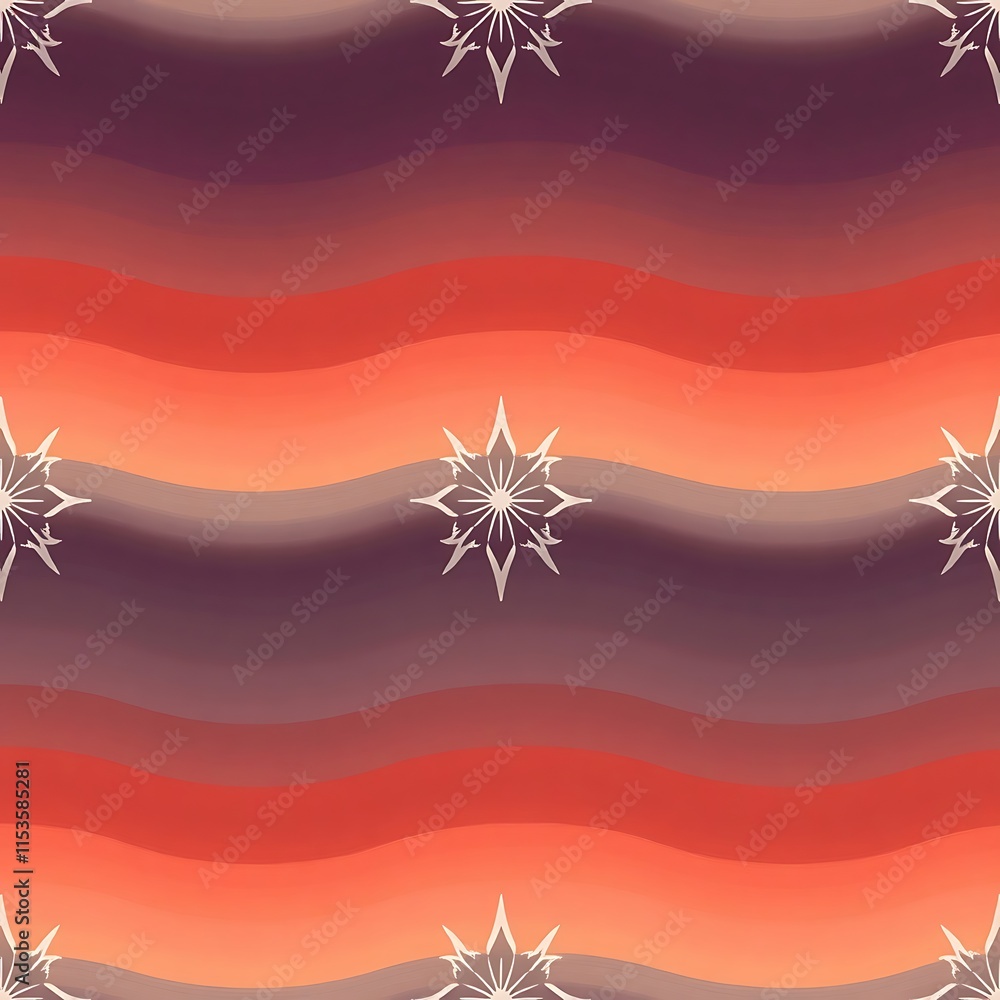 Poster sunset starry waves: a seamless pattern of white stars on a gradient backdrop of sunset hues. the wa