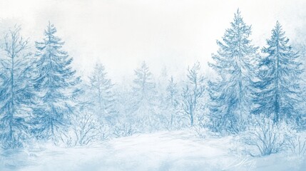 Fototapeta premium Winter scenery filled with snow covered trees, creating a peaceful and serene atmosphere in a snowy landscape. Generative AI