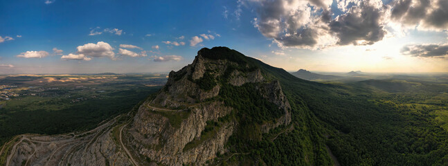 Beautiful view of the mountain peak. Landscape and nature of the North Caucasus