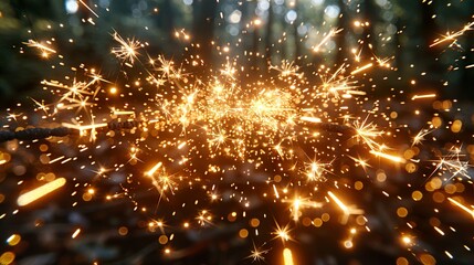 Naklejka premium Sparkling sparklers glowing brightly happy new year2025 