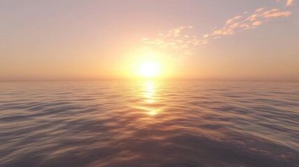 Fototapeta premium Serene Sunset Over Calm Ocean Water Reflecting Warm Hues
