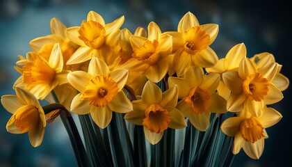 Fototapeta premium close up bunch of yellow daffodils
