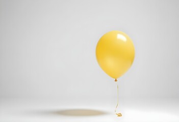 A yellow balloon floating against a white background
