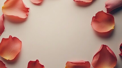 Fototapeta premium Circular Arrangement of Pink Rose Petals on a Neutral Background