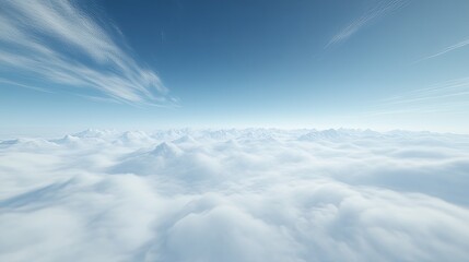 Fototapeta premium Serene Clouds Over Majestic Mountain Peaks Under Clear Blue Sky