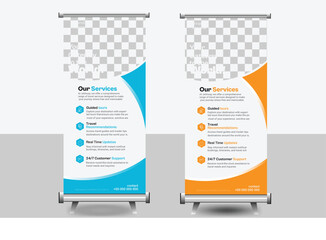 Corporate And Creative Business Roll Up Banner Template, polygon background, vector illustration, business flyer, and display banner for your Corporate business