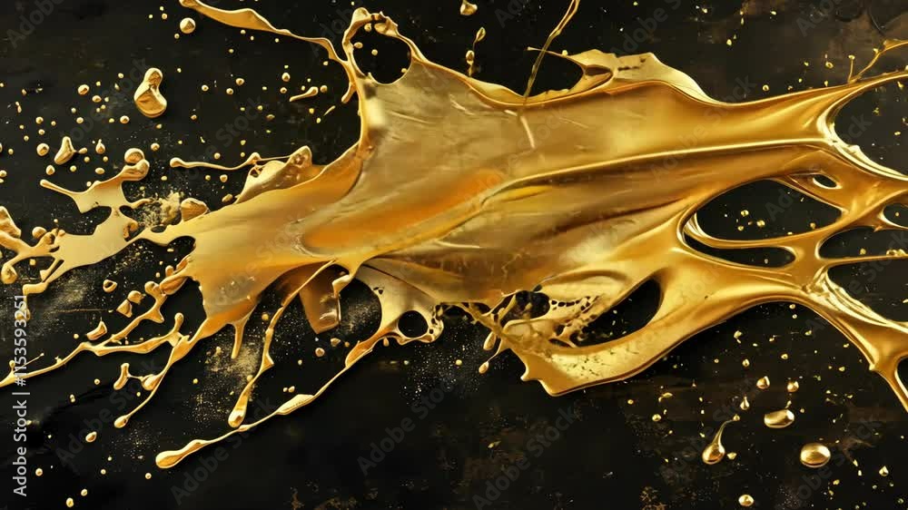 Aufkleber abstract golden splash on a dark background with dynamic fluid motion effects