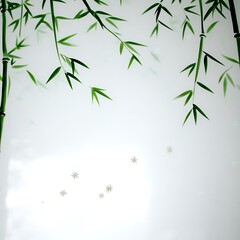 Obraz premium Serene Bamboo Branches and Delicate Snowflakes