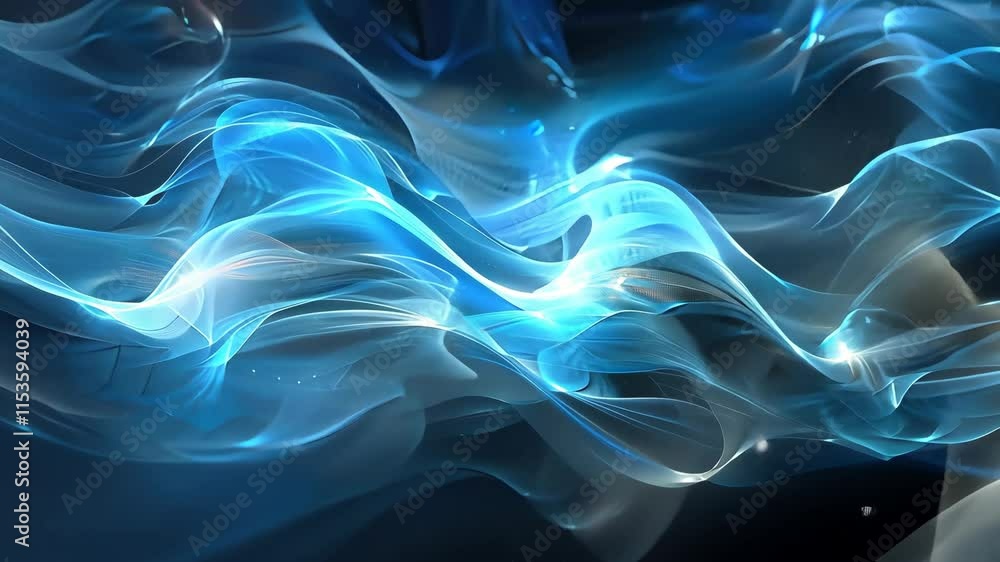 Poster energetic abstract wave pattern with dynamic light effects and fluid motion