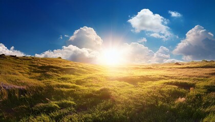 lovely blue sky with sun for history