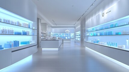 Modern Retail Space with Bright Shelves and Stylish Product Display