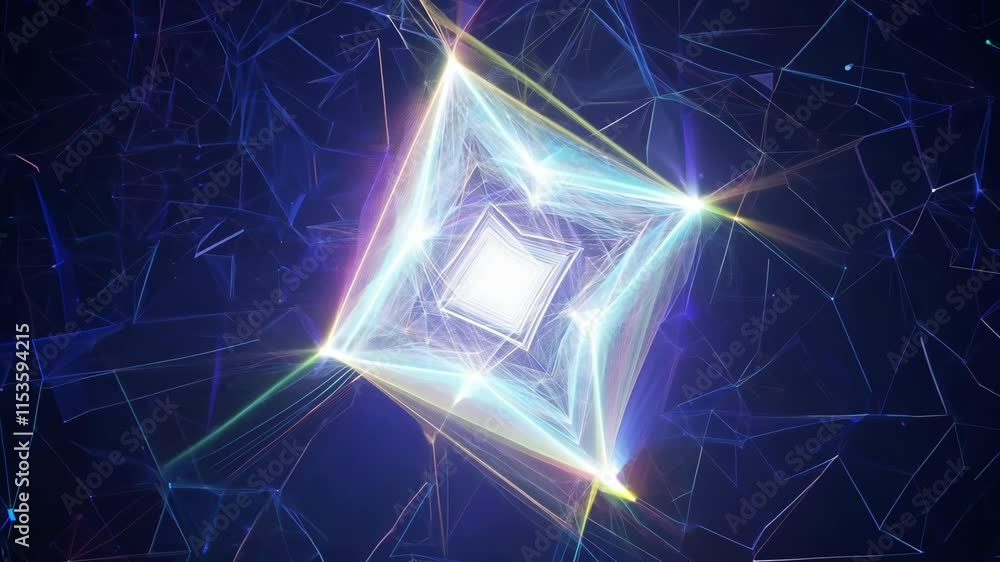 Poster dynamic geometric cloud: bright particles flow in an abstract universe