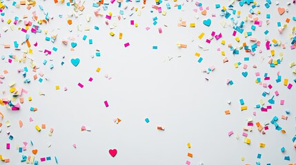 Colorful Confetti on a White Background for Party Decorations