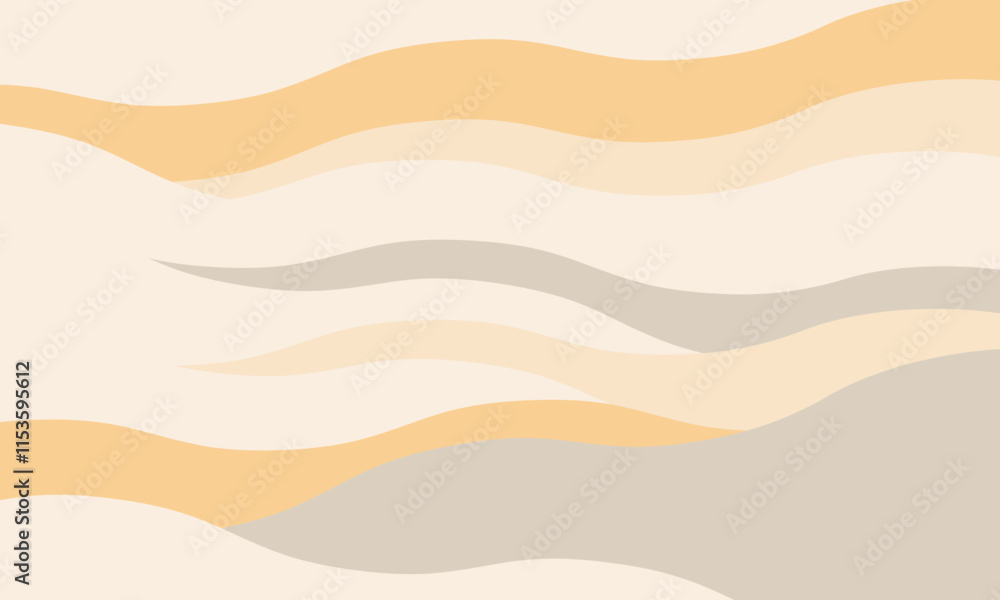 Poster minimalist abstract background with wavy, rippled stripes and sparse curves. flowing, textured lines