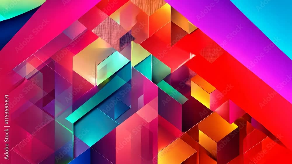 Poster colorful geometric abstract background with dynamic shapes and bold patterns