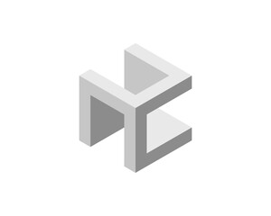 Cube logo, geometric vector design. Box logotype company, trendy tech emblem in pixel style.