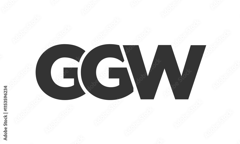 Poster GGW logo design template with strong and modern bold text. Initial based vector logotype featuring simple and minimal typography. Trendy company identity.