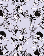 botanical floral vector seamless pattern with roses herbs and leaves big set background with flowers