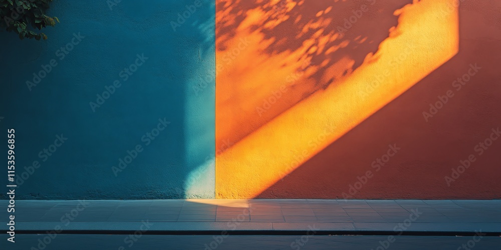 Poster a beam of light shines on a vibrant wall during twilight, creating a striking visual effect as the d