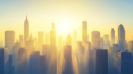 Fototapeta premium Soft Light City Skyline at Sunrise