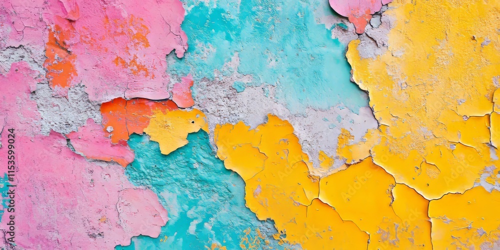 Aufkleber vibrant and abstract colorful wall texture creates an eye catching background, perfect for adding a 