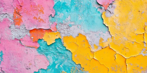 Obraz premium Vibrant and abstract colorful wall texture creates an eye catching background, perfect for adding a lively touch to designs and projects. This abstract colorful wall texture is truly captivating.
