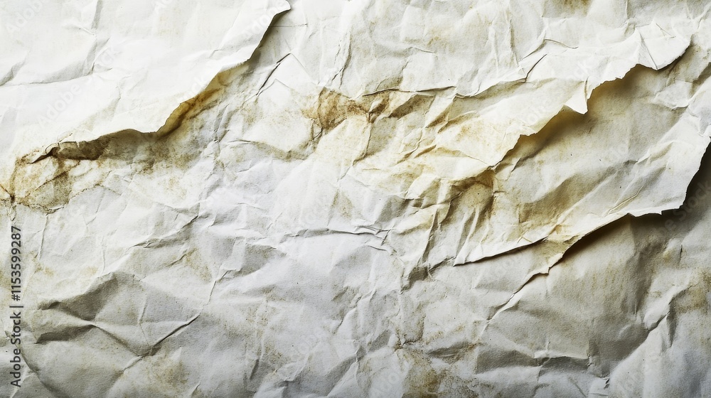 Aufkleber crumpled paper texture showcases a unique and aged surface, ideal for designs needing an old paper b