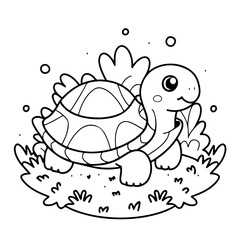 Line art of a Baby Turtle