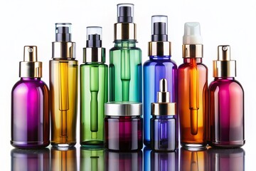 Silhouette of Elegant Cosmetic Serum Bottles, Isolated PNG