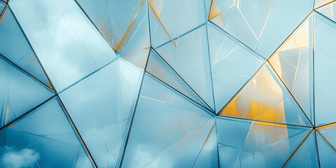 Abstract background of blue and gold geometric shapes pattern