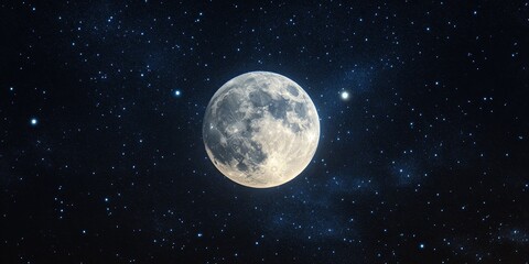 Full Moon aligned with two stars, showcasing a beautiful celestial event where the bright orb and the two stars create a stunning cosmic display in the night sky.