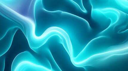 Fototapeta premium Fluid Teal Abstract 3D Render: Glowing, Dynamic Waves. AI Generated