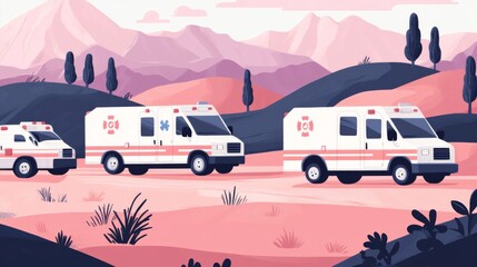 Abstract Rural Emergency Vehicles with Natural Light
