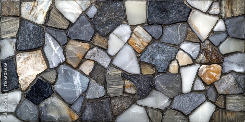 Poster stunning glass mosaic texture combined with beautiful stone creates an exquisite element for interio