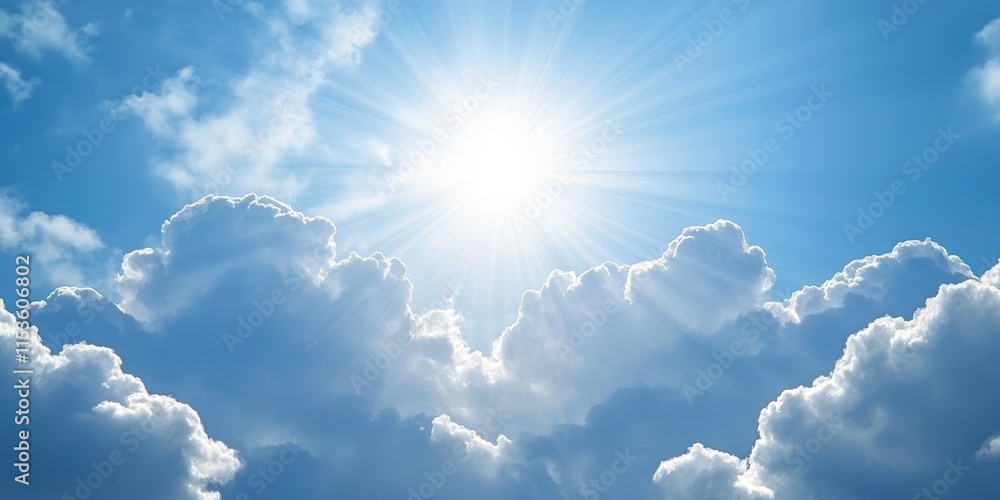Poster a stunning close up of clouds features powerful sun rays piercing through them. the dramatic clouds 